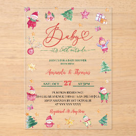 Winter Baby Es ist kalte Wasserfarben Babydusche Acryleinladungen