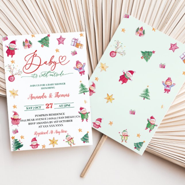 Winter Baby Es ist kalte Wasserfarben Babydusche Einladung (Von Creator hochgeladen)