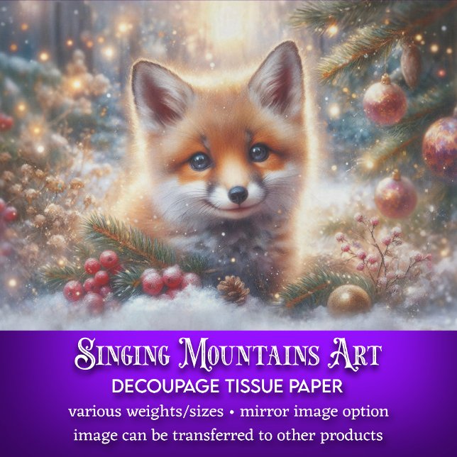 Winter Baby Fox Weihnachtswald Decoupage Seidenpapier (Von Creator hochgeladen)