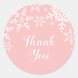 Winter Baby Girl Dusche Rosa Schneeflocken Runder Aufkleber