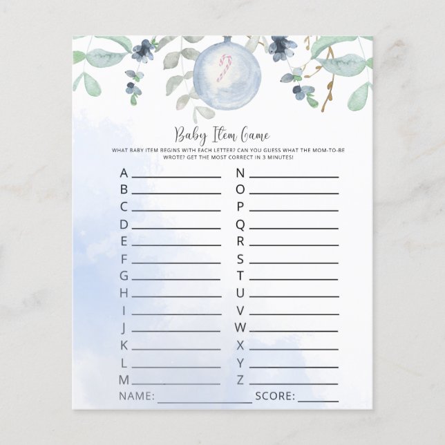 Winter Baby Item Game. Baby Shower Game (Vorderseite)