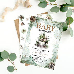 Winter Baby It's Cold Evergreen Baby Shower Einladung