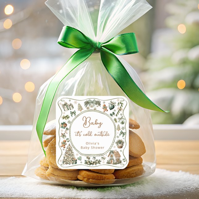 Winter Baby mit kalter Außenwinterdusche Quadratischer Aufkleber (Von Creator hochgeladen)