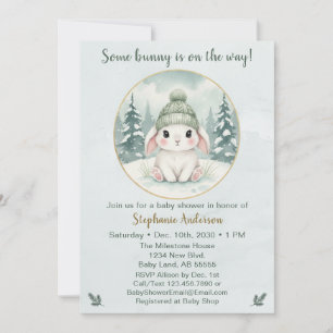Winter-Baby-Party Einladung neutrales Häschen