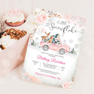 Winter-Baby-Party-Einladung Rosa LKW-Einladung Einladung