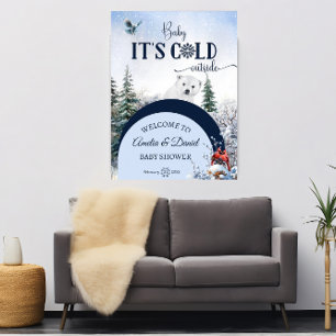 Winter-Baby-Party-Plakat Eisbär & Kardinalvogel Poster