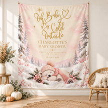 Winter-Baby-Party rosa Schneeflocken-Kulisse