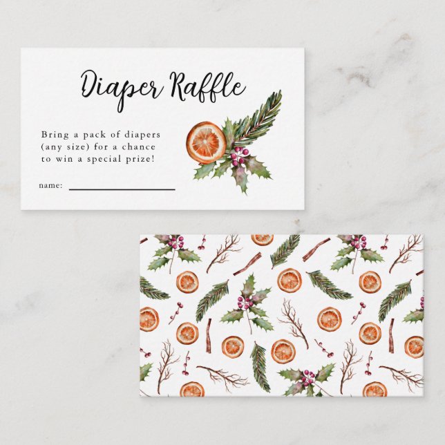 Winter Baby Showdiaper Raffle Ticket Begleitkarte (Vorne/Hinten)