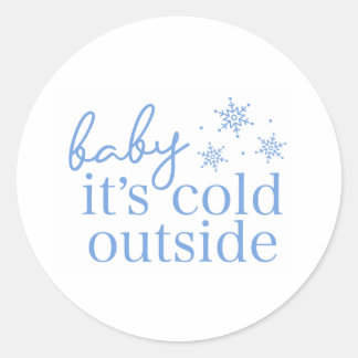 Winter Baby Shower Blue Baby It's Cold Outside Runder Aufkleber