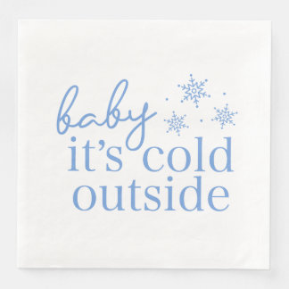 Winter Baby Shower Blue Baby It's Cold Outside Serviette