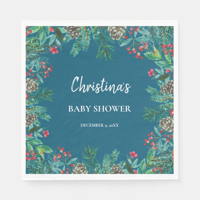 Winter Baby Shower Blue Serviette (Vorderseite)