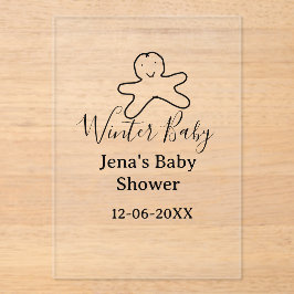 Winter baby shower cookie black scribble hand-draw acryleinladungen