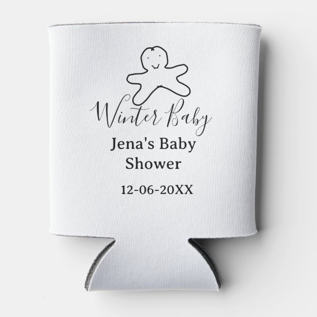 Winter baby shower cookie black scribble hand-draw dosenkühler (Vorderseite)