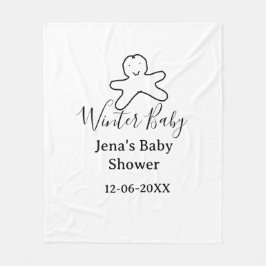 Winter baby shower cookie black scribble hand-draw fleecedecke