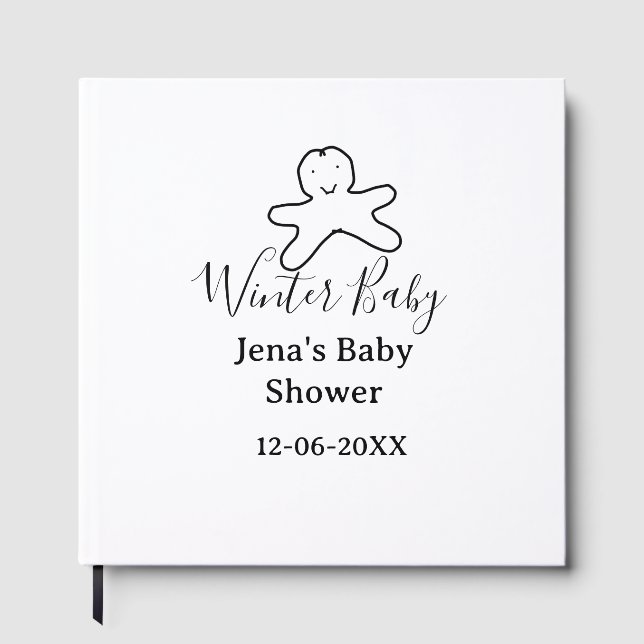 Winter baby shower cookie black scribble hand-draw gästebuch (Vorderseite)