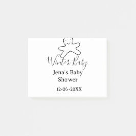Winter baby shower cookie black scribble hand-draw post-it klebezettel