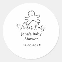 Winter baby shower cookie black scribble hand-draw