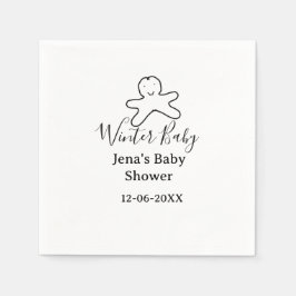 Winter baby shower cookie black scribble hand-draw serviette