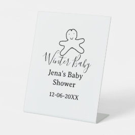 Winter baby shower cookie black scribble hand-draw sockelschild
