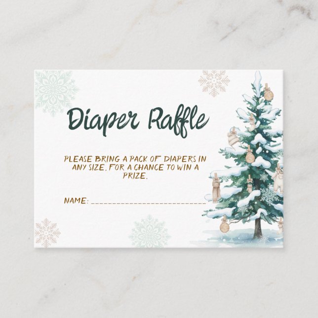 Winter Baby Shower Diaper Raffle Begleitkarte (Vorderseite)