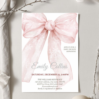 Winter-Baby-Shower-Einladung mit rosa Schmetterlin Einladung