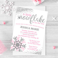 Winter Baby Shower Einladung - Pink Snowflake