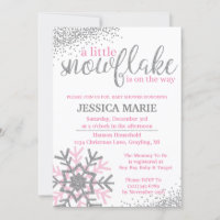 Winter-Baby-Shower-Einladung - Rosa Schneeflocke