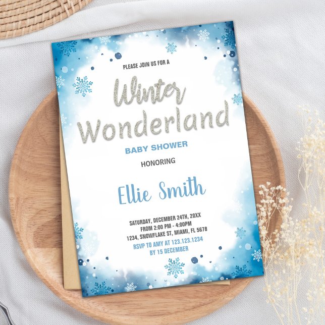 Winter Baby Shower Einladungen Blue Cloud (Winter Baby Shower Invitations Blue Cloud)