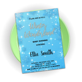 Winter Baby Shower Einladungen Blue Silver