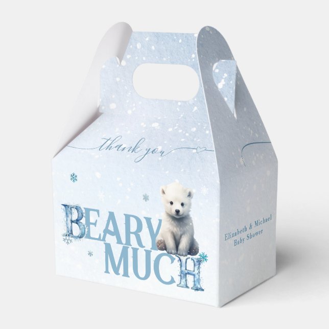 Winter Baby Shower Polar White Baby Bear Modern Geschenkschachtel (Vorderseite)