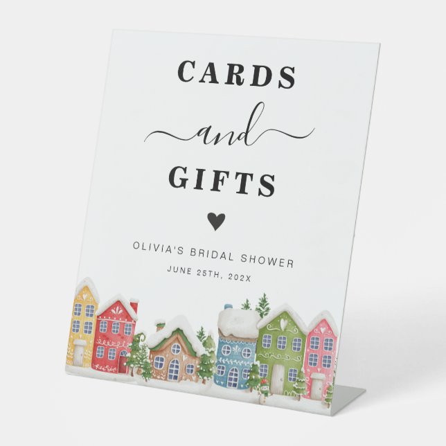 Winter Baby Shower Schneekarten und Geschenke Unte Sockelschild (Vorderseite)