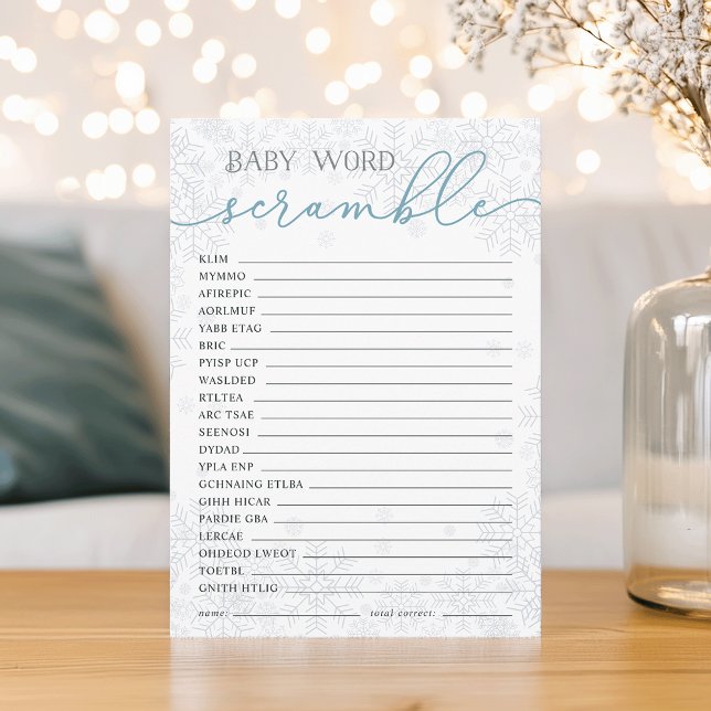 Winter Baby Shower Word Scramble Game Card Hinweiskarte (Von Creator hochgeladen)