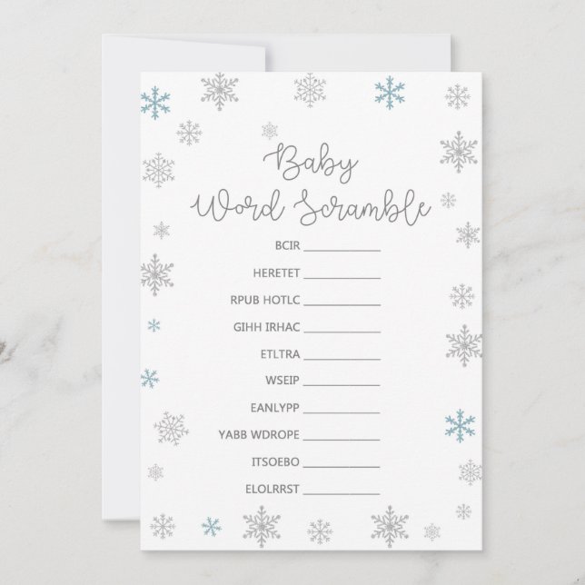 Winter Baby Showgame mit Antwort auf die 12x18 Einladung (Vorderseite)