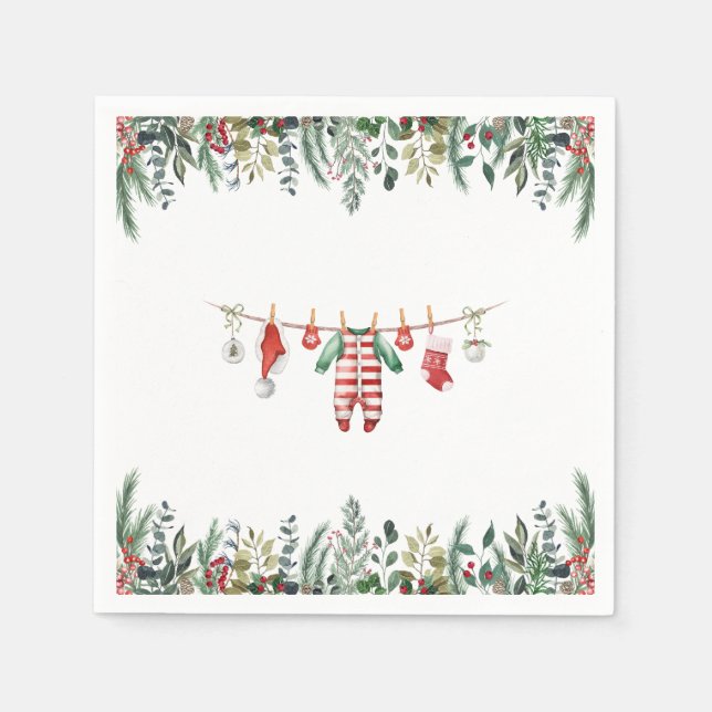 Winter Baby Showpapier Napkin Serviette (Vorderseite)