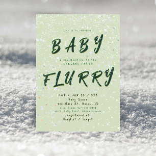 Winter-Baby-Sprinkle   Grüner Schneegestöber Einladung