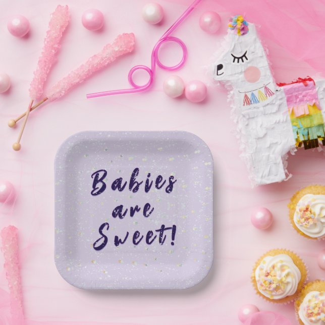 Winter Baby Sprinkle | Lila Schneefall Pappteller (Party)