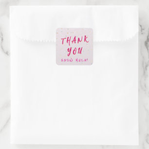 Winter Baby Sprinkle Rosa Schneeflocken Quadratischer Aufkleber