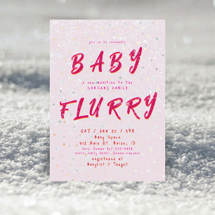Winter-Baby-Sprinkle Rosa Schneegestöber Einladung