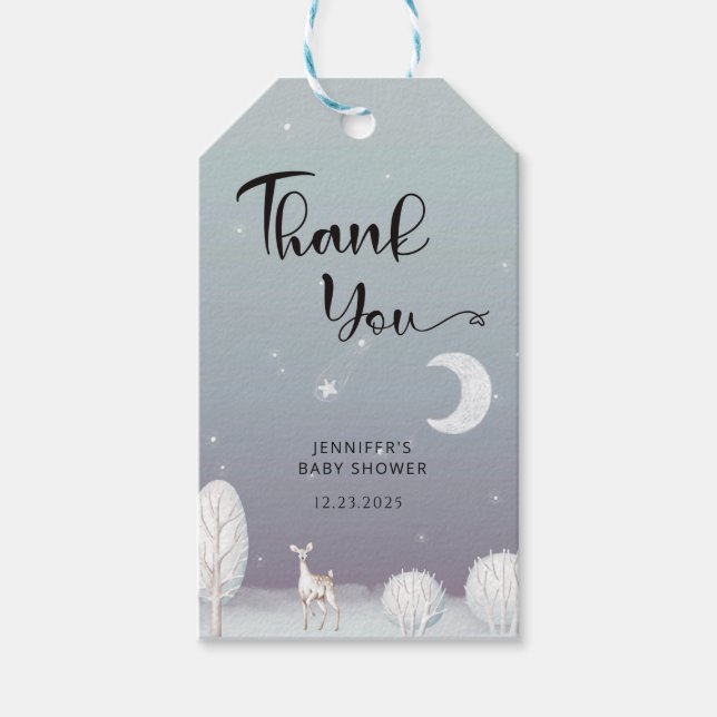 Winter Babydusche Dank Geschenketiketten Geschenkanhänger (Vorderseite)