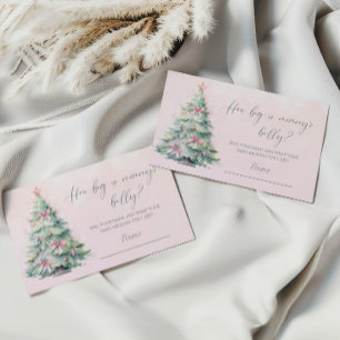 Winter Babydusche pink wie groß ist Mama's Bauch Begleitkarte