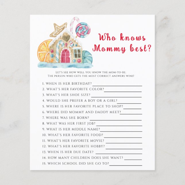 Winter Babydusche, Wer kennt die Mama am besten? (Vorderseite)