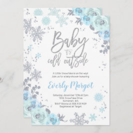 Winter-Babyparty-Einladungs-Blau und Silber Einladung
