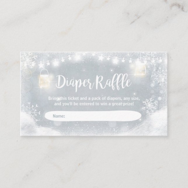 Winter-Babyparty-Windelraffle-Karten-rustikaler Begleitkarte (Vorderseite)