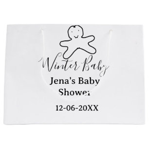 Winter-Babyshower-Keks schwarze Skizze handgezeich Große Geschenktüte