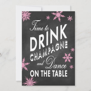 Winter Bachelorette Zeit zum Champagner trinken Einladung