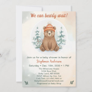 Winter-Bär-Babyshower Wald Neutral Einladung
