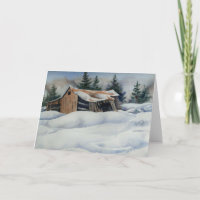 "Winter Barn #1" Country Road Grußkarte