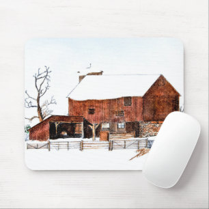 Winter Barn Sketch Maus Pad Mousepad