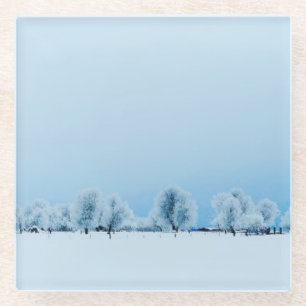 Winter-Bauernhof Glasuntersetzer