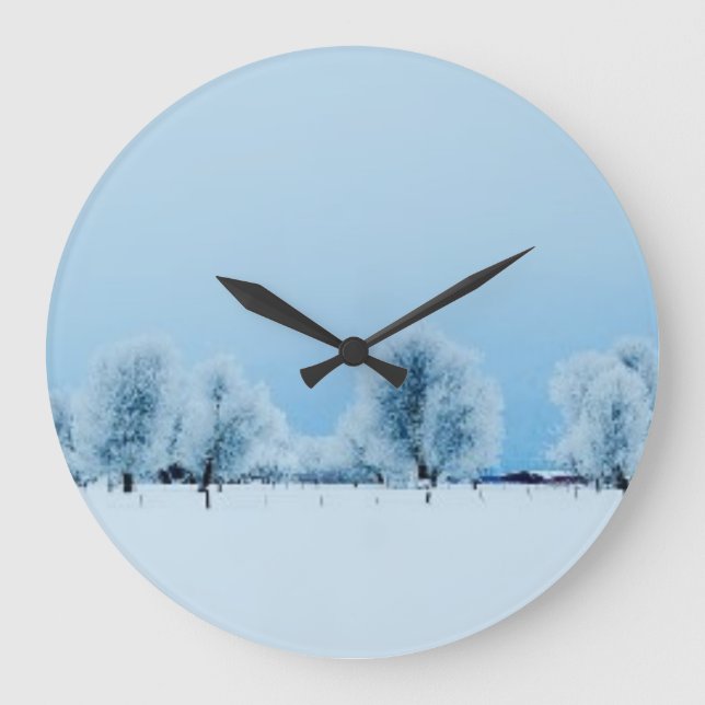 Winter-Bauernhof Große Wanduhr (Vorderseite)